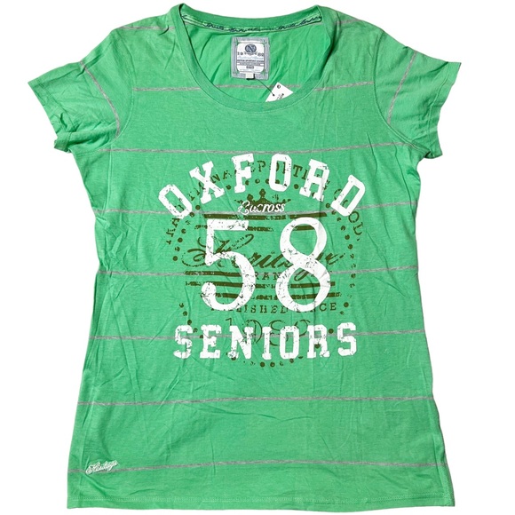 NWT {Next} Oxford Seniors Striped Graphic T-Shirt Green Women’s Sz 18 - Picture 1 of 8